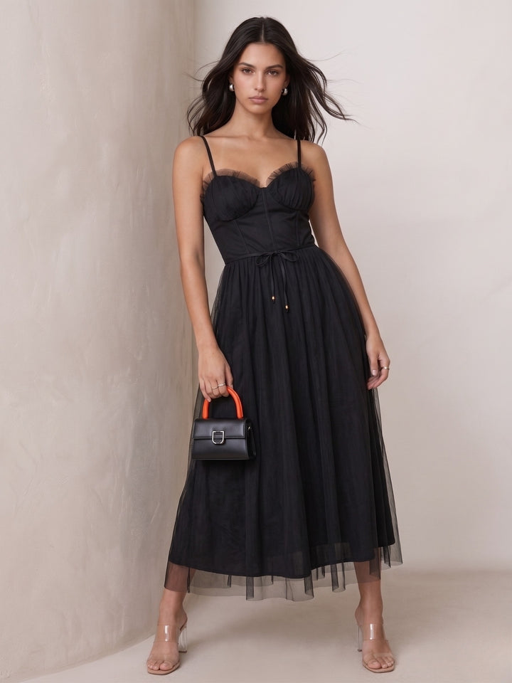 Black Corset Style Tulle Dress
