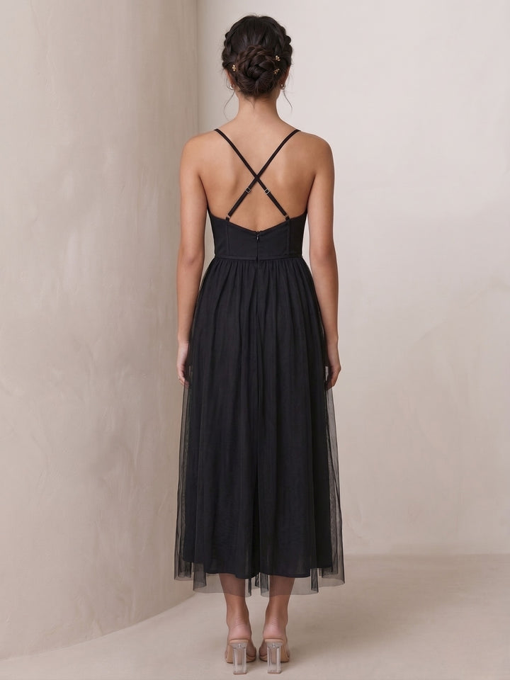 Black Corset Style Tulle Dress