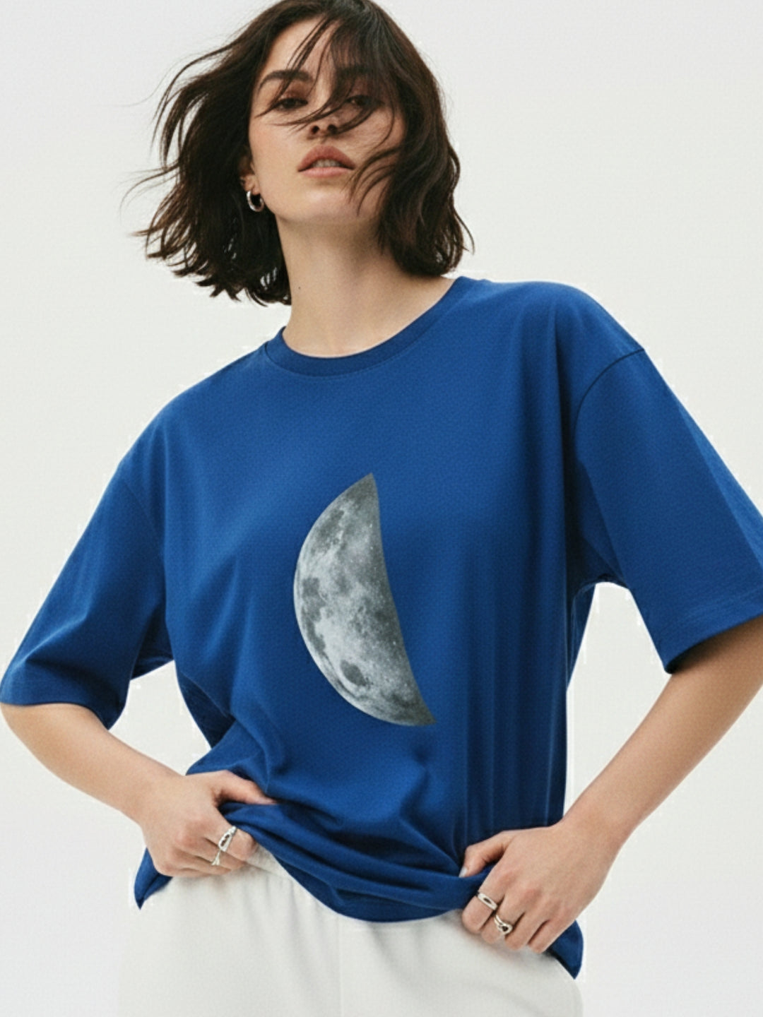 Blue Chest Print Graphic Tshirt
