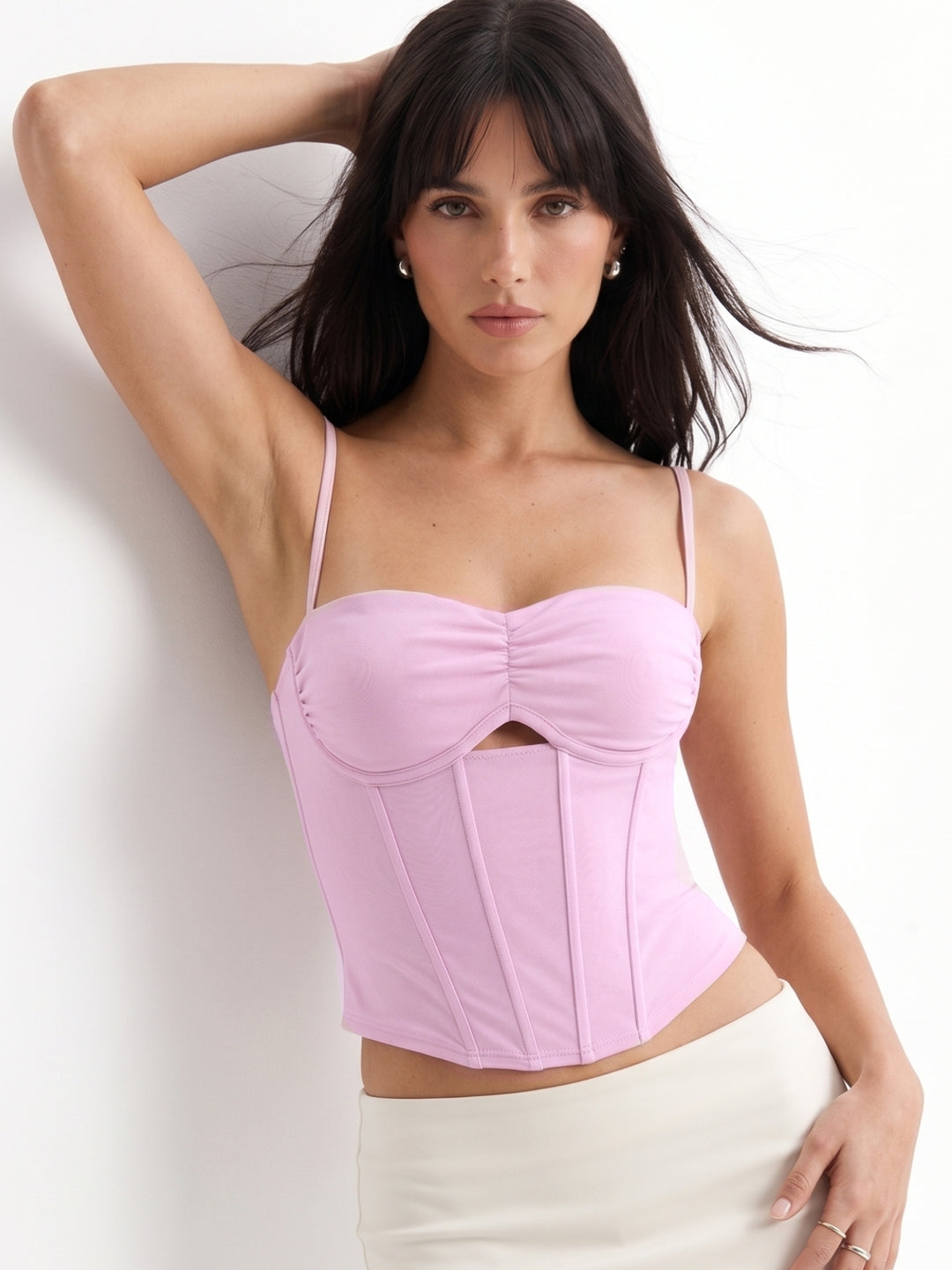 Pink Strappy Bustier Styled Top