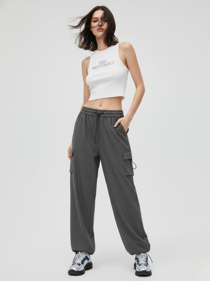 Drawstring Black Trousers