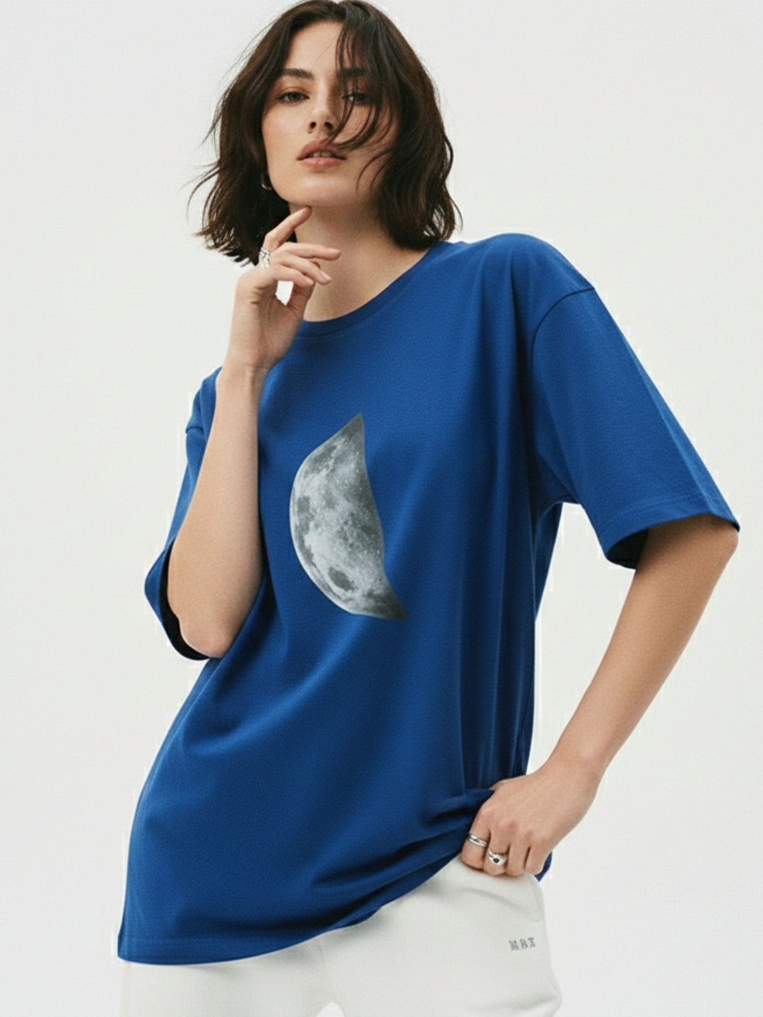 Blue Chest Print Graphic Tshirt