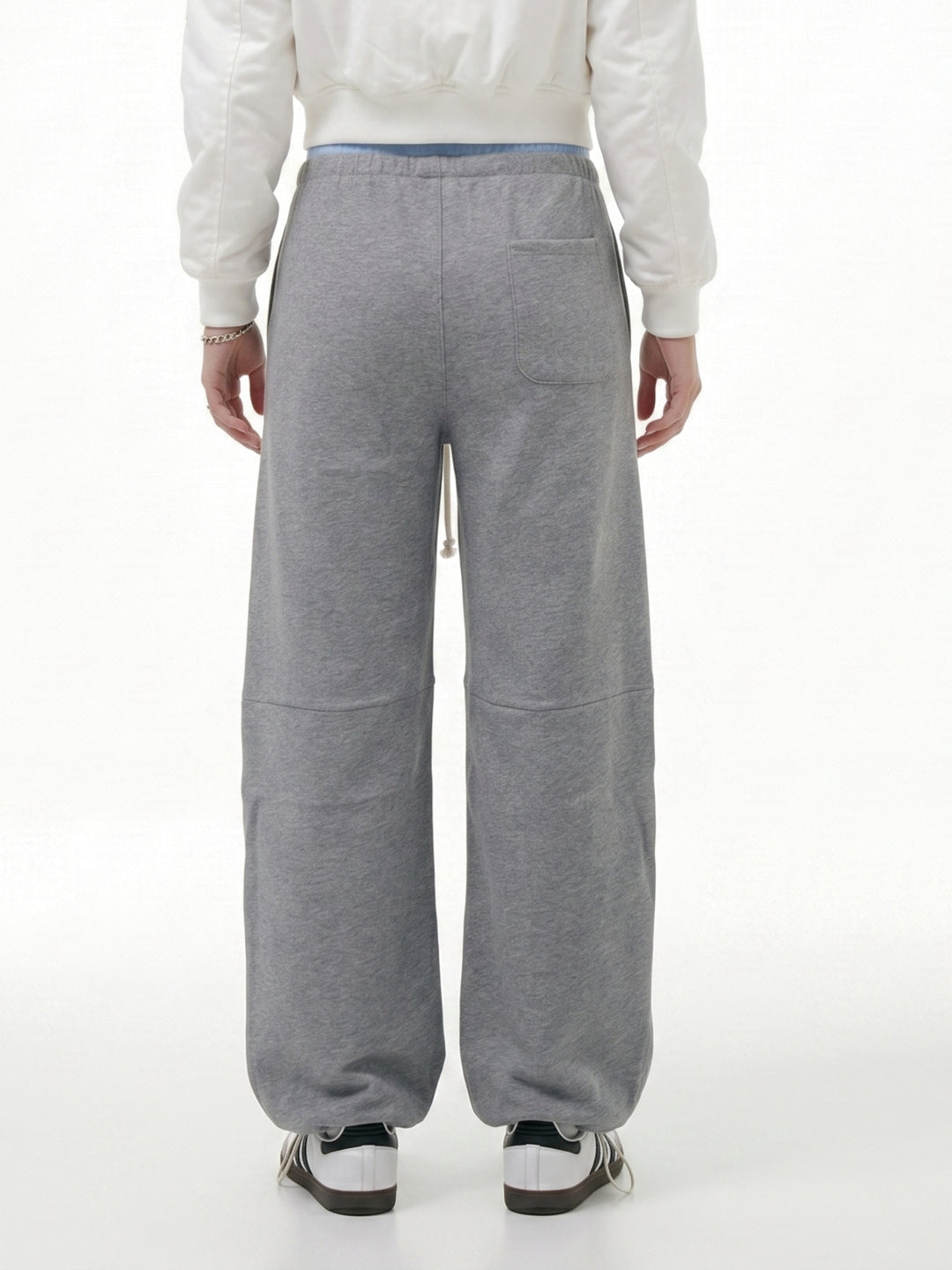 Grey Contrast Waist Wide Leg Pant