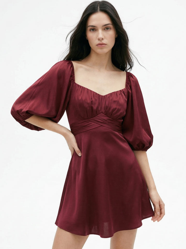 Maroon Bell Sleeve Skater Dress