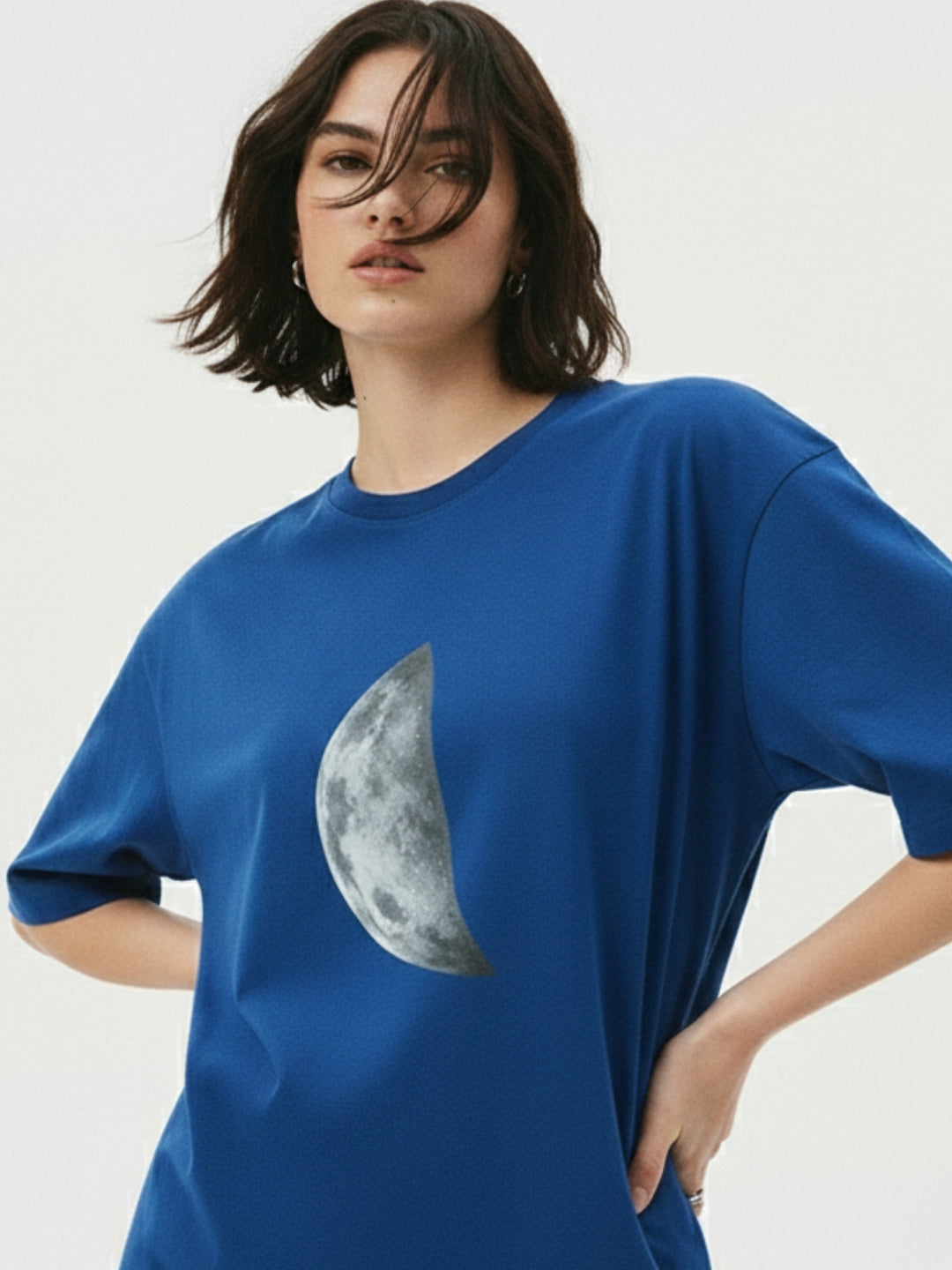 Blue Chest Print Graphic Tshirt