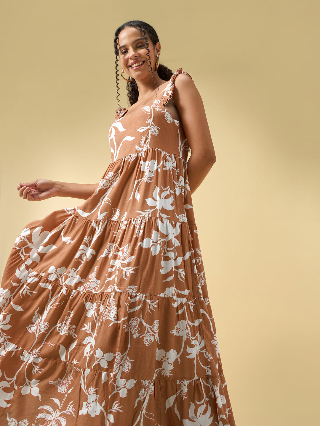 Rust Three Tied Fit & Flare Dress