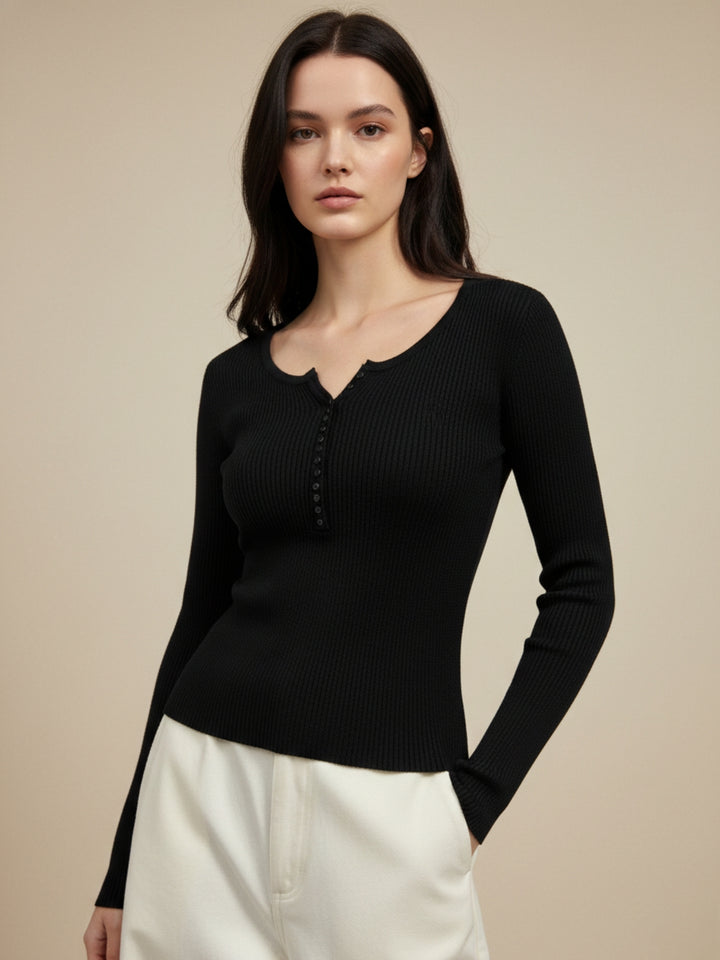 Black Full Sleeve Fitted Top
