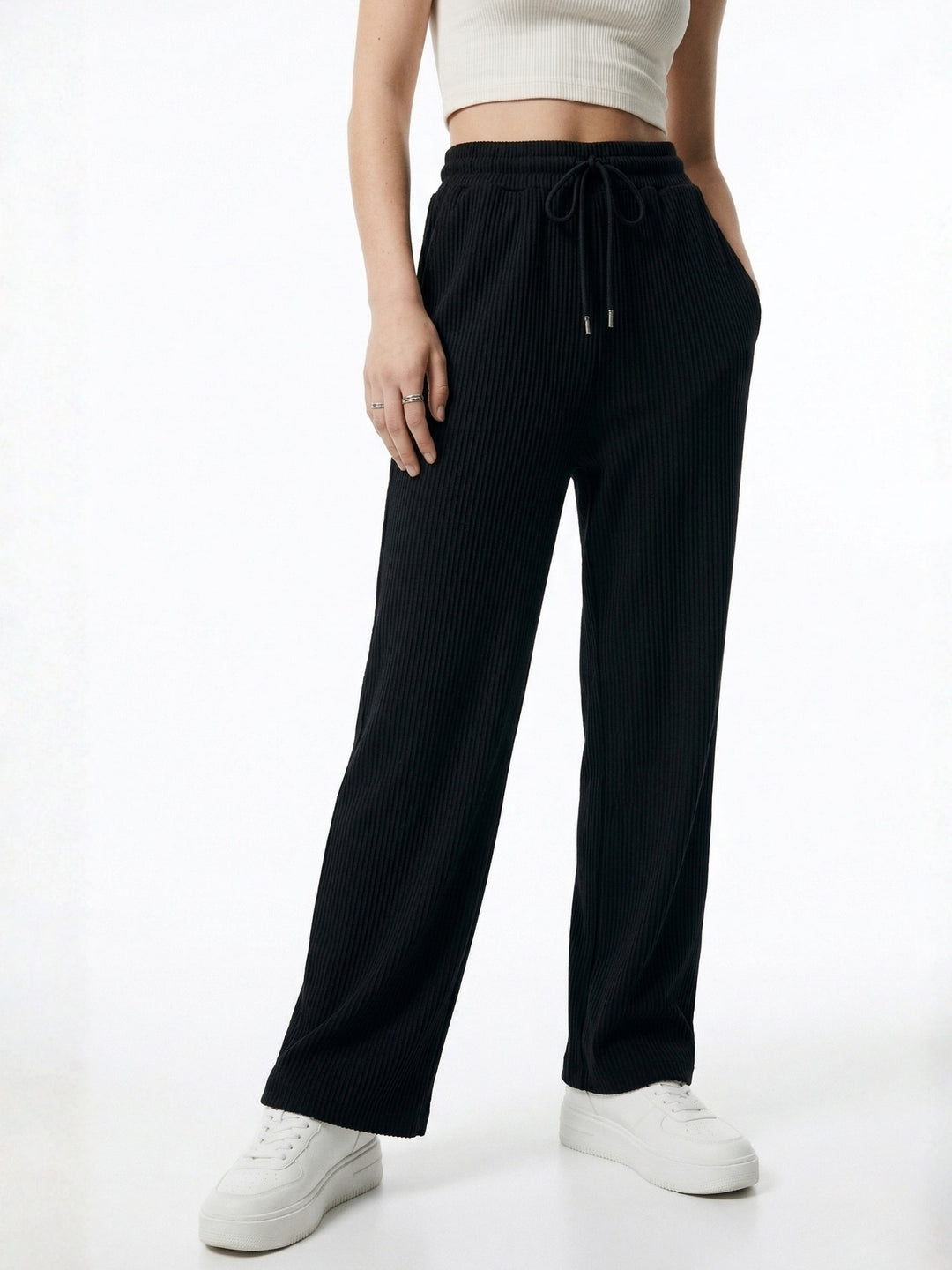 Black Low Waist Wide Leg Pant