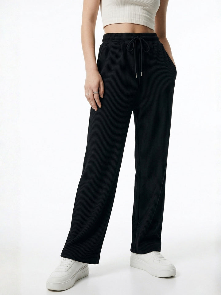 Black Low Waist Wide Leg Pant
