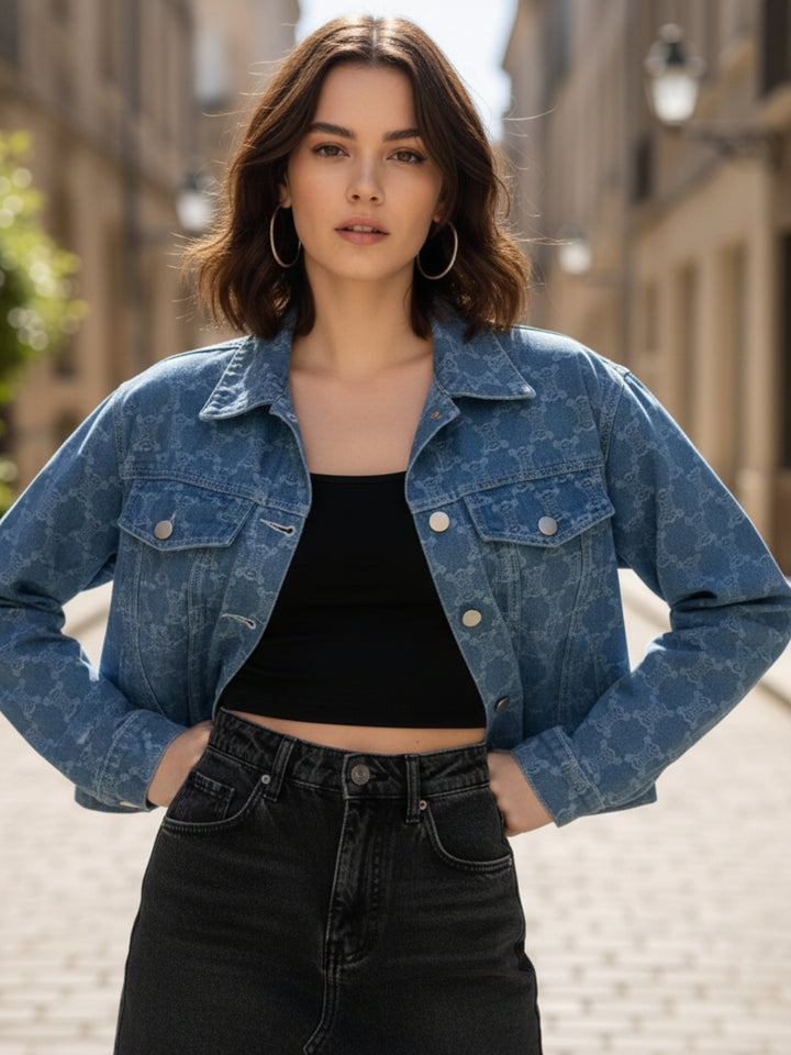 Blue Textured Front Buttoned Denim Jacket