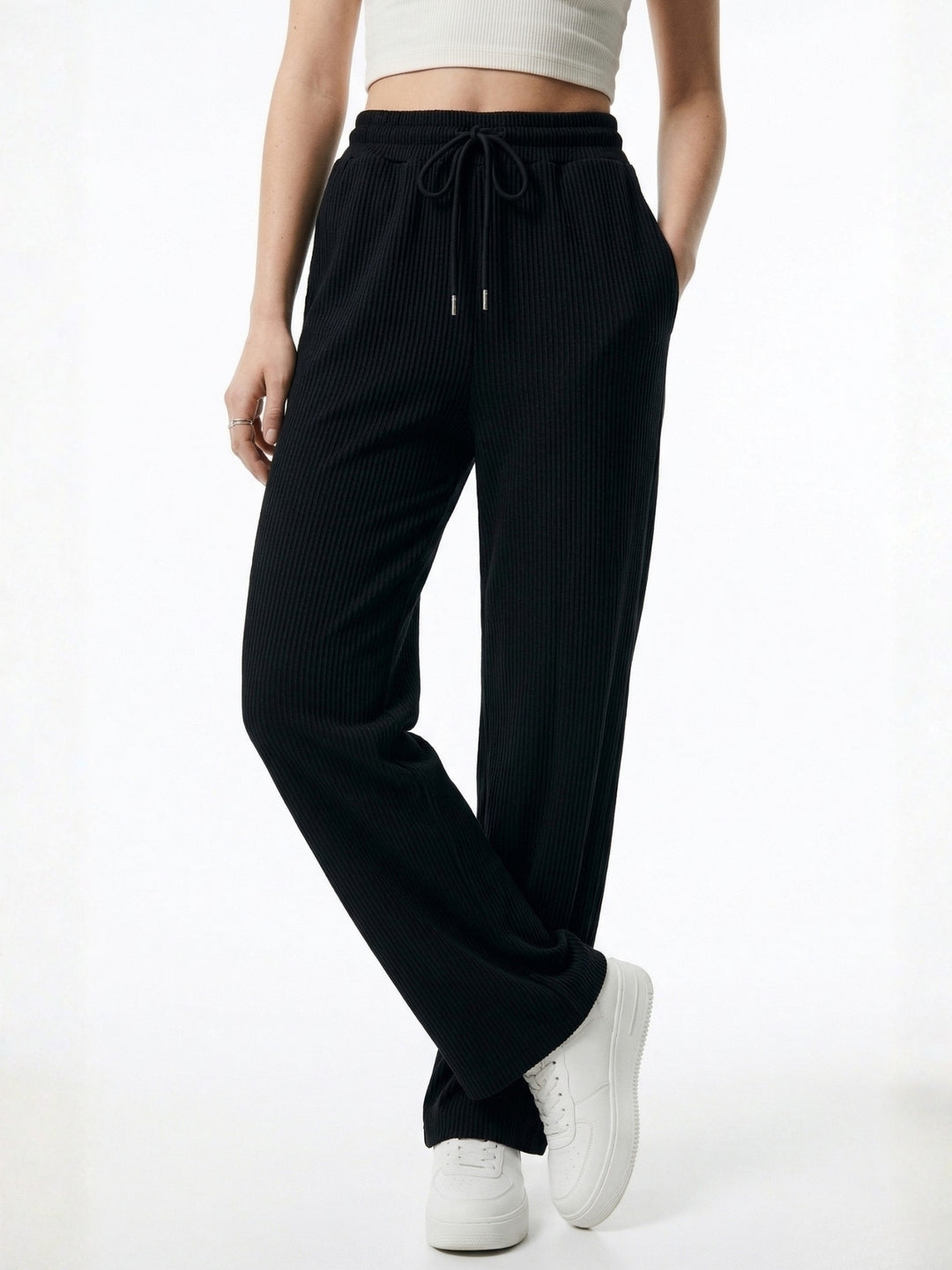 Black Low Waist Wide Leg Pant