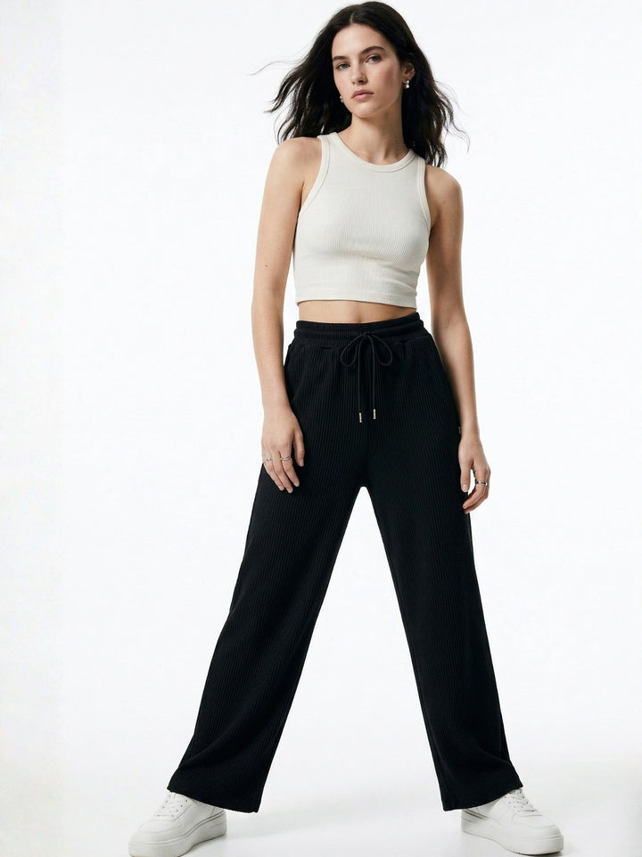 Black Low Waist Wide Leg Pant