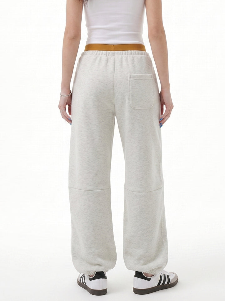 White Contrast Waist Wide Leg Pant