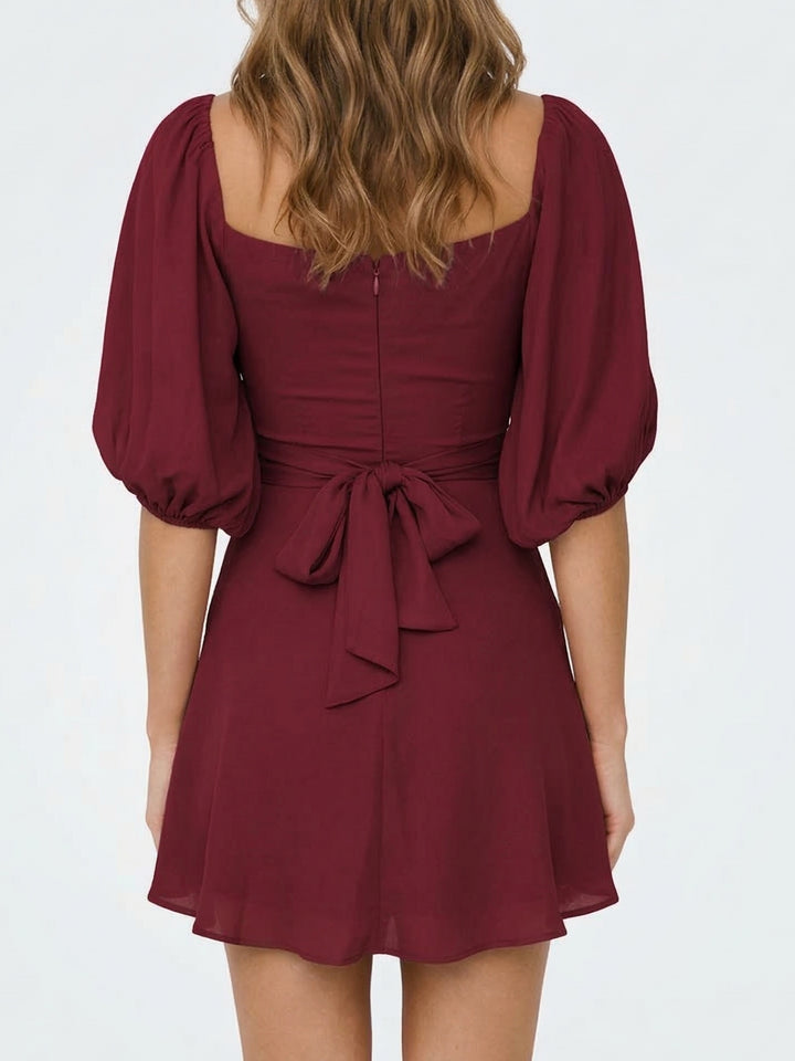 Maroon Bell Sleeve Skater Dress