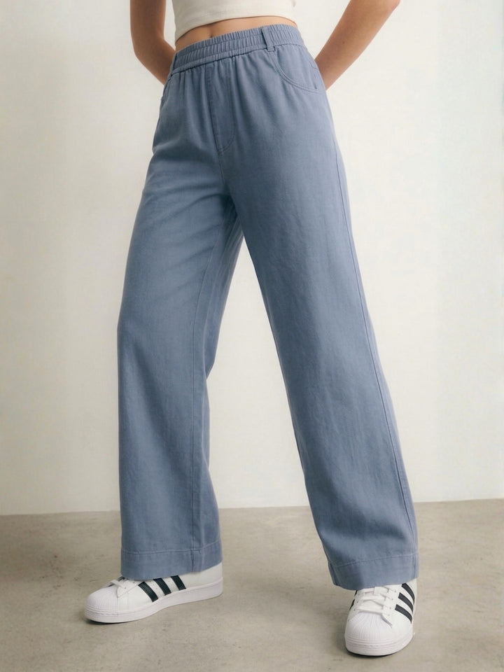 Blue High Waist Wide Leg Pant