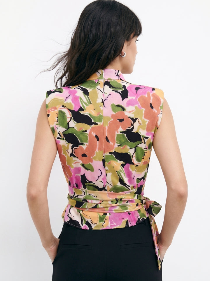 Multi Waist Tie-Up Floral Printed Top