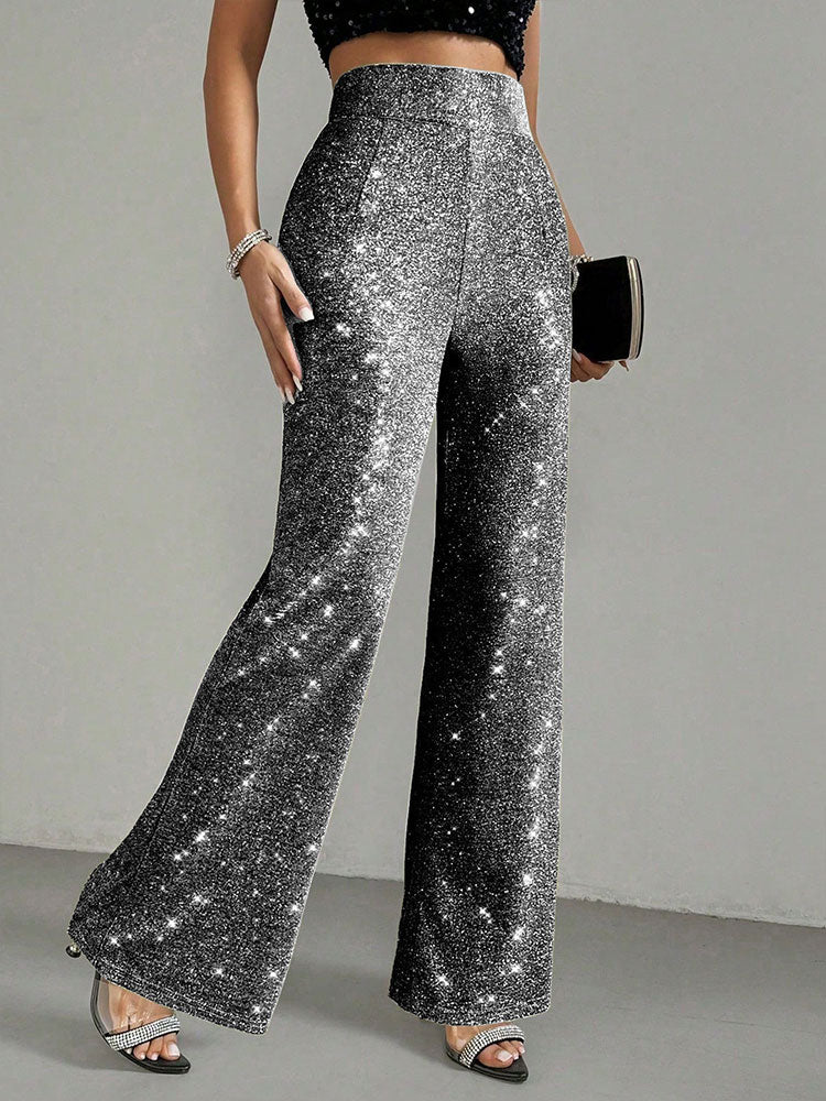 Silver High Waist Shimmer Pant