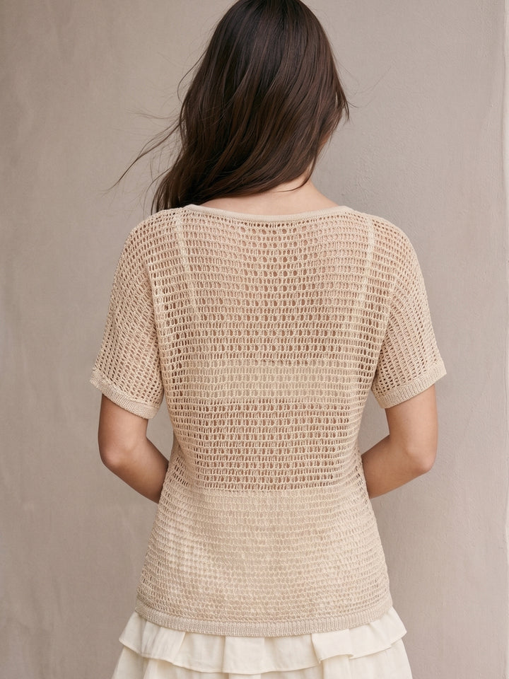 Beige Crochet Relaxed Top