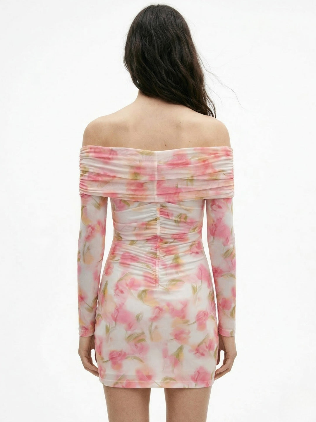 Multi Blurred Floral Cut-Out Mini Dress