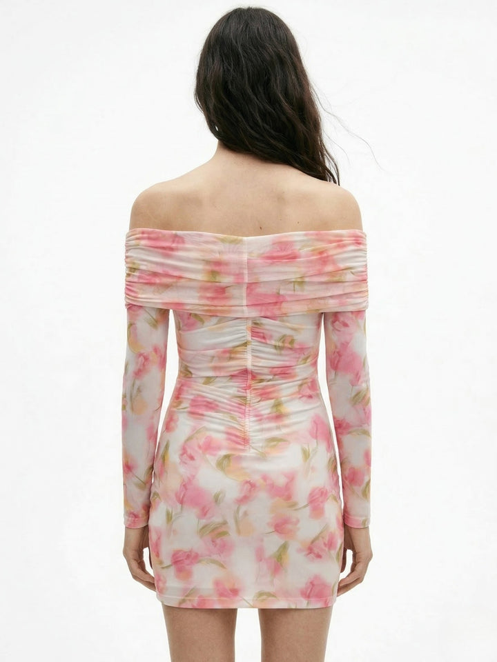 Multi Blurred Floral Cut-Out Mini Dress