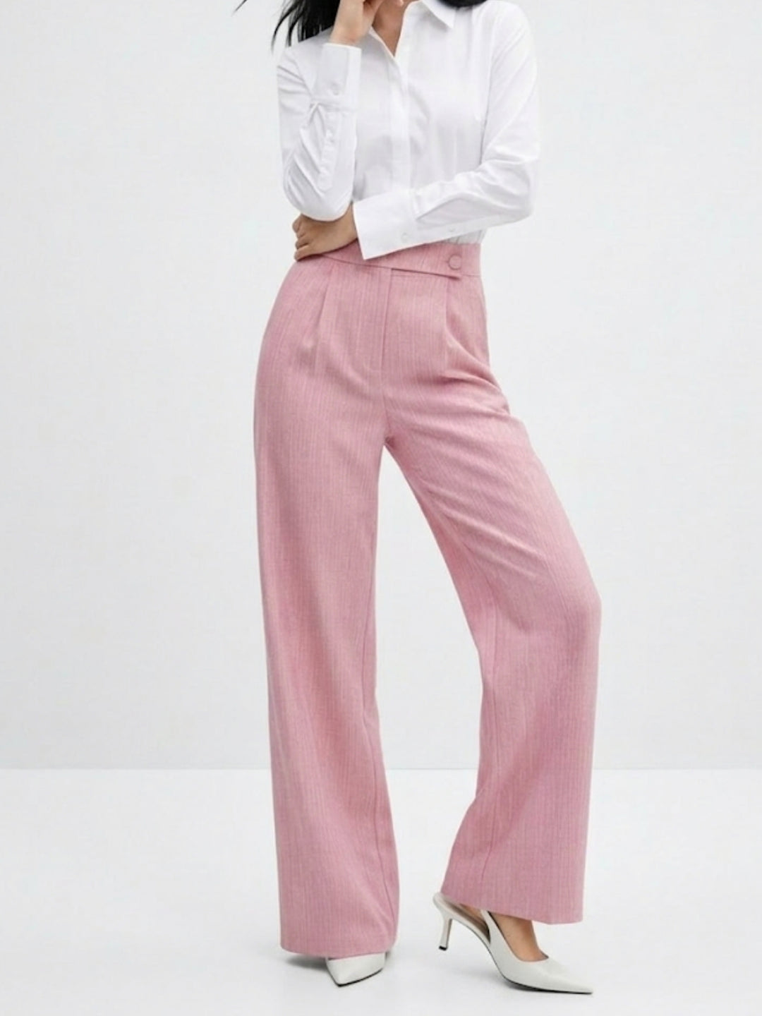 Pink Waist Detail Wide Leg Pant