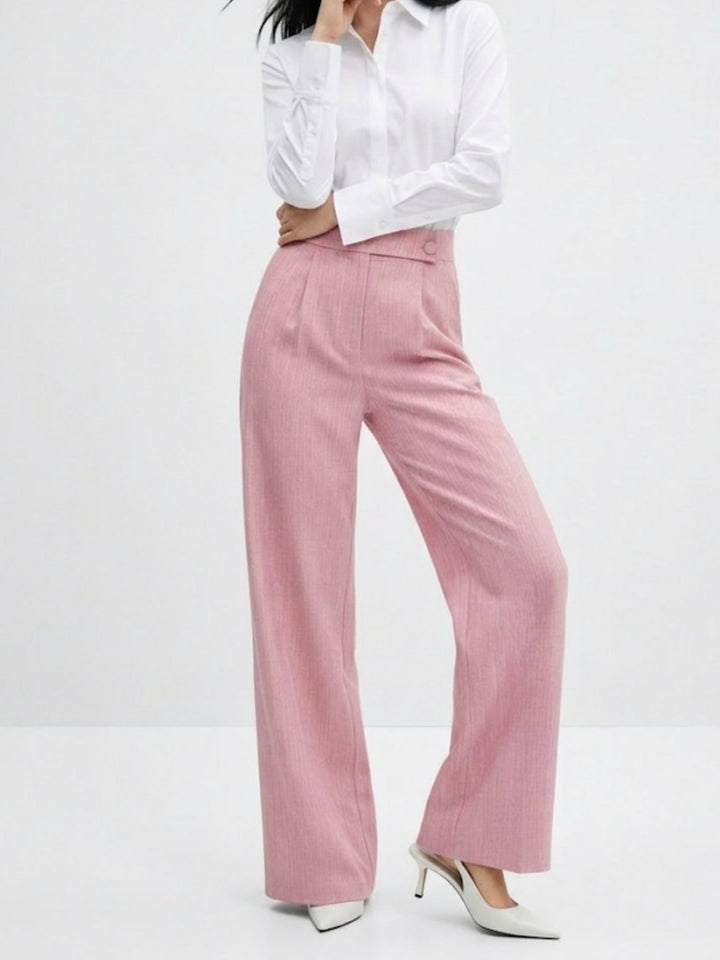 Pink Waist Detail Wide Leg Pant