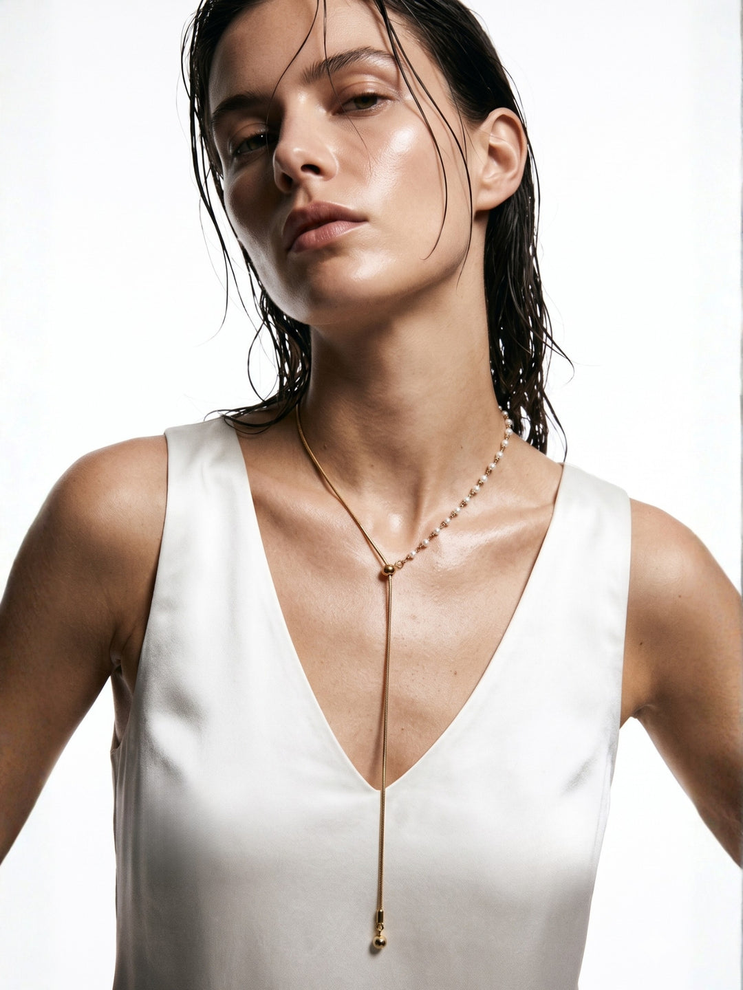 Gold Minimal Beaded  Necklace
