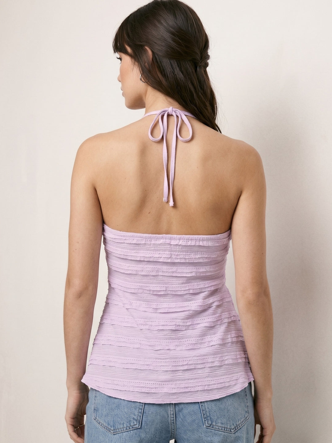 Lavender Flared Hem Halter Topcut