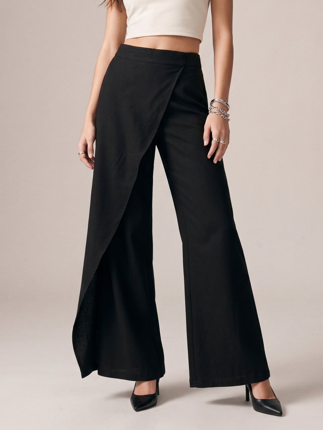 Black Over Lap Trousers