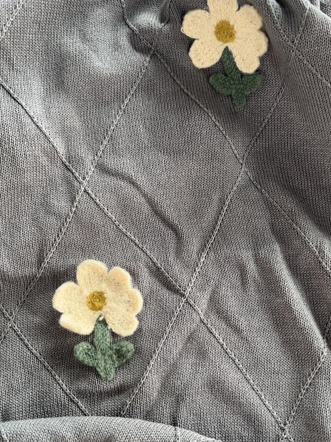 Grey Semi Sheer Floral Top