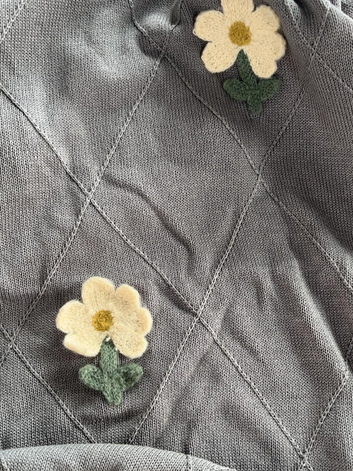 Grey Semi Sheer Floral Top