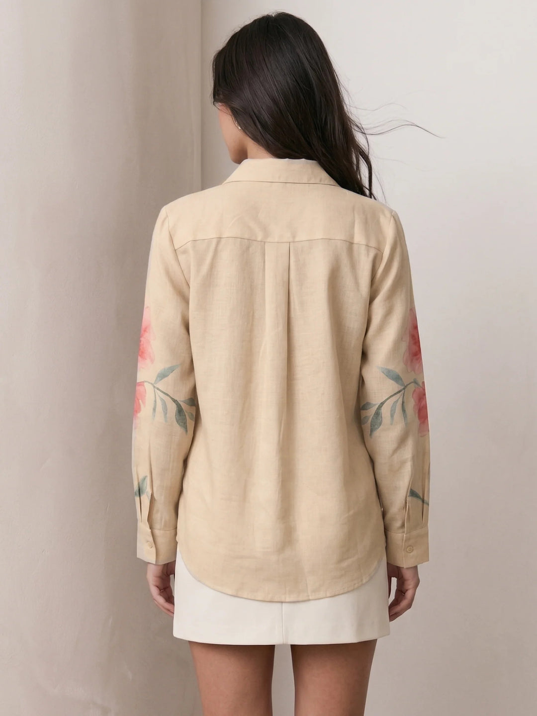 Beige Placement Printed Shirt