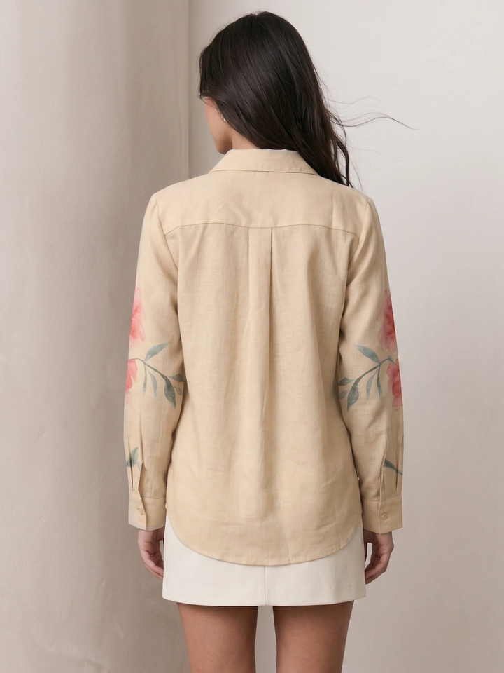 Beige Placement Printed Shirt