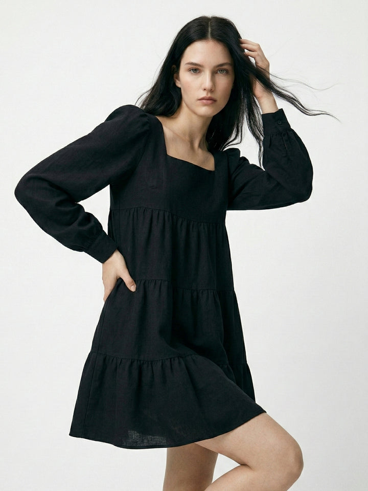 Black Basic Tiered Dress