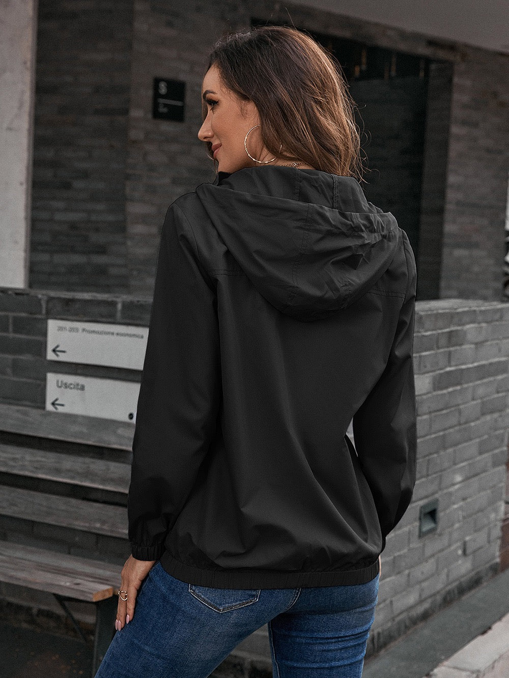 Black Casual Lightweight Hoodie Jacket
