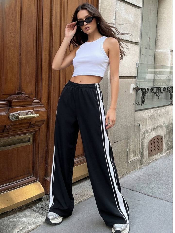 Black Side Striped Baggy Joggers