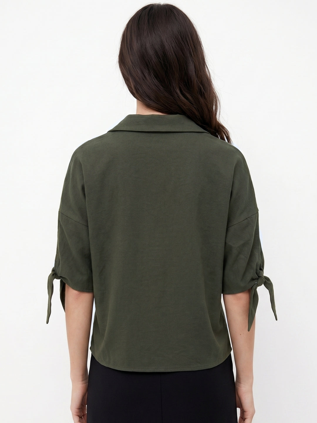 Olive Collared Front Buttoned Shirt