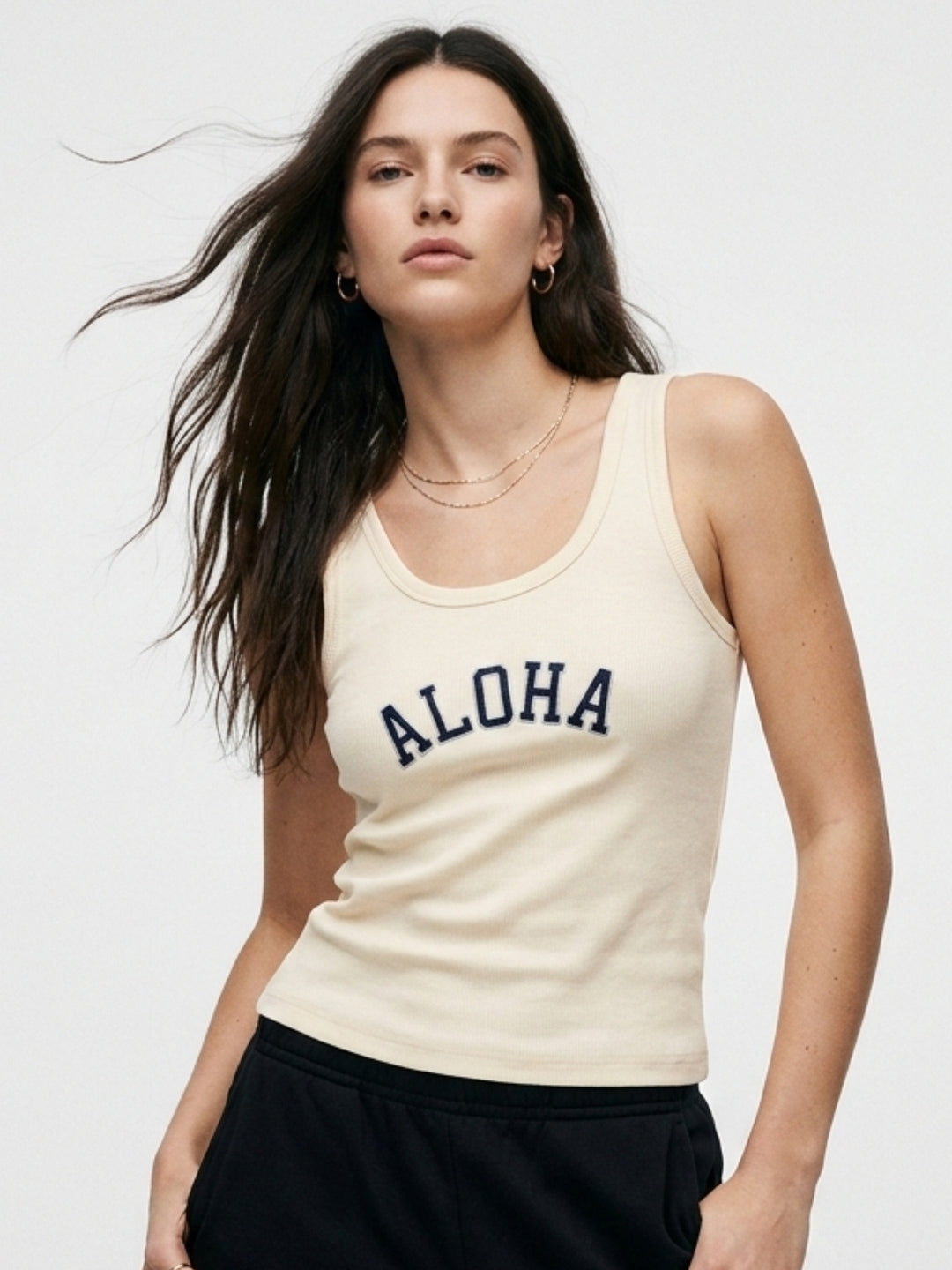 Cream Basic Cropped Tank Top