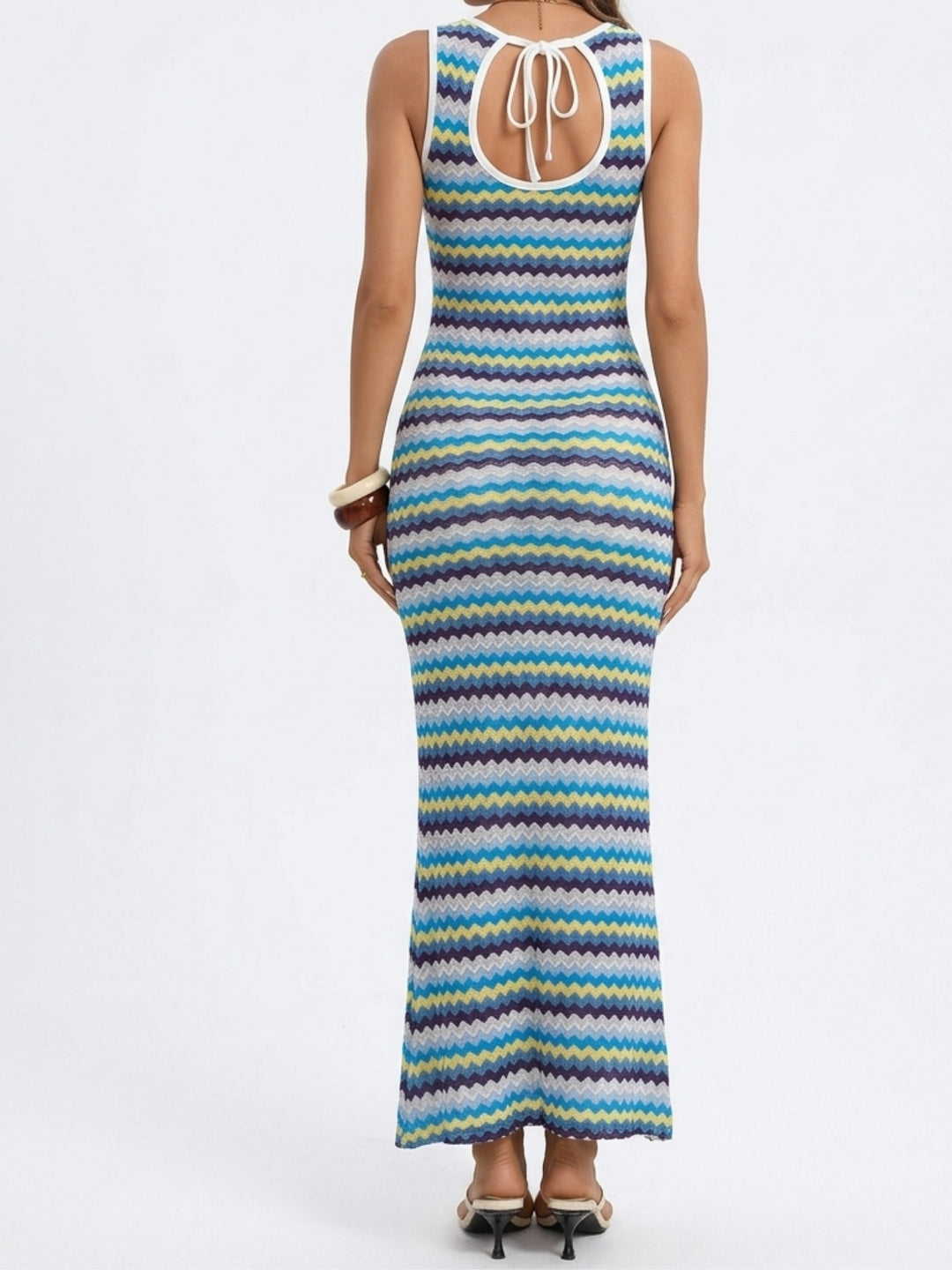 Light Blue Sleeveless Striped Dress