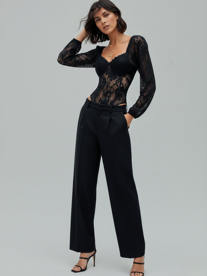 Black Lace Corset Style Bodysuit