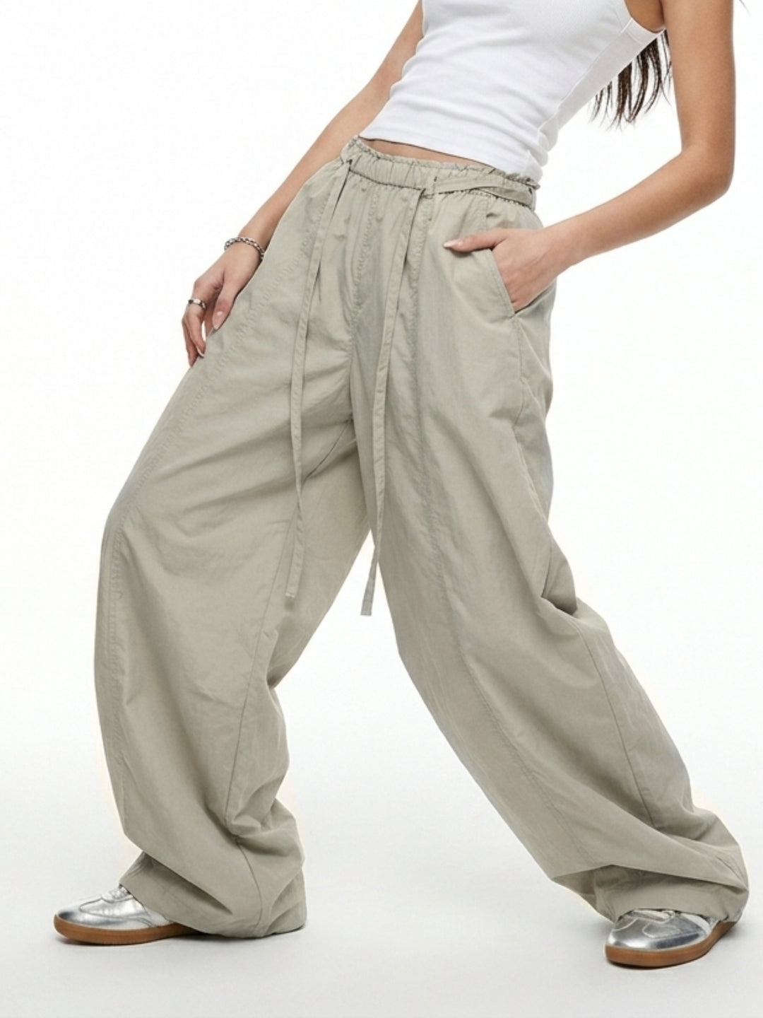 Off White High Waist Wide Leg Trouser
