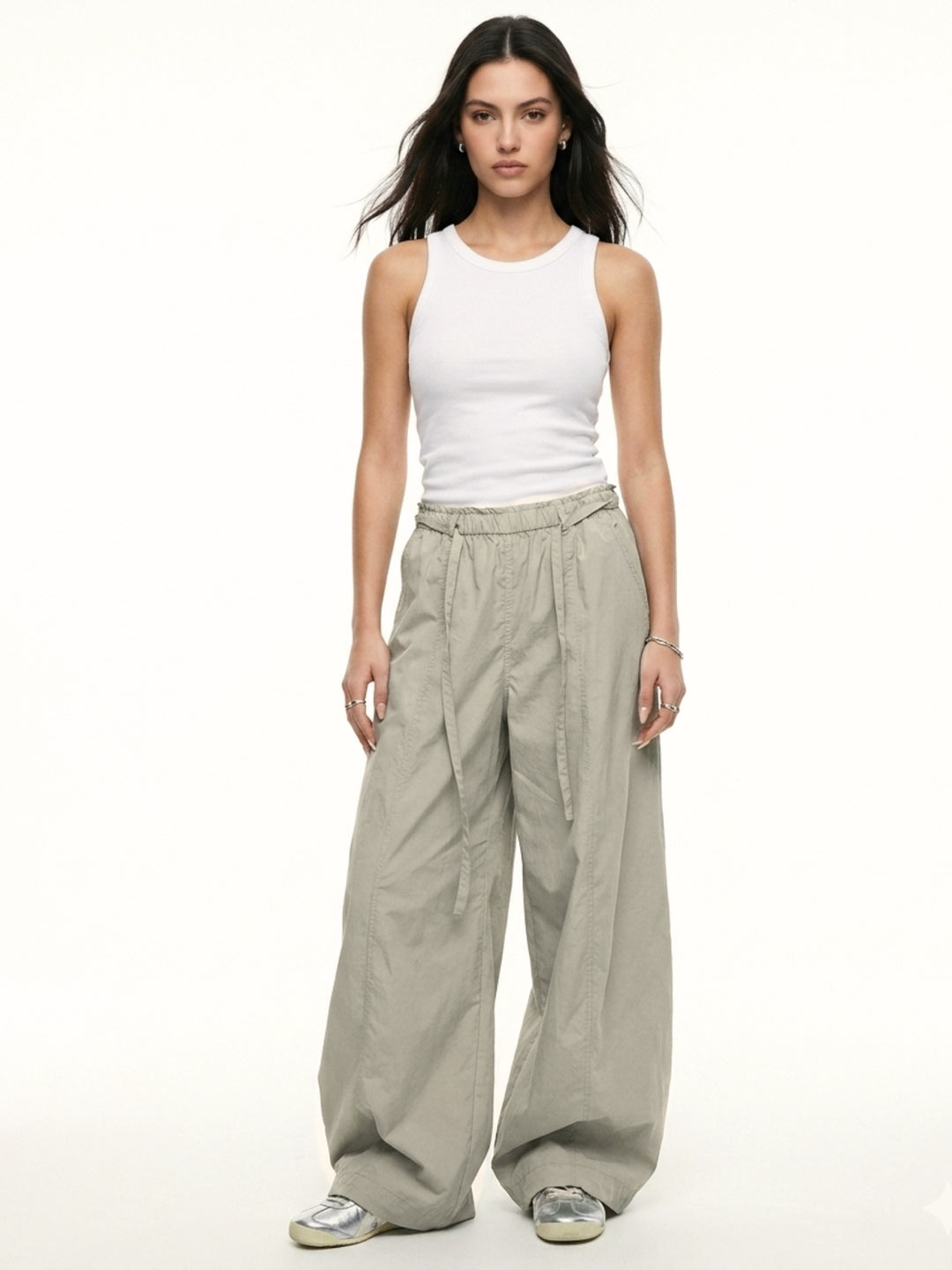 Off White High Waist Wide Leg Trouser