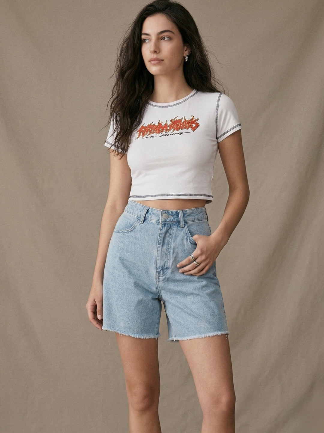 Blue High Waisted Denim Shorts