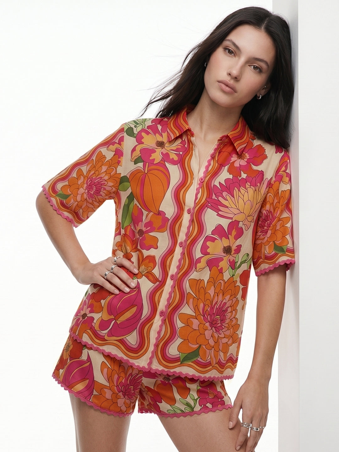 Multi Abstract Printed Shirt And Shorts Set