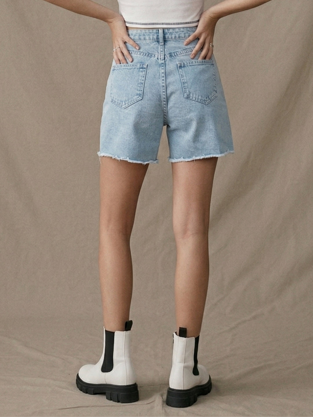 Blue High Waisted Denim Shorts