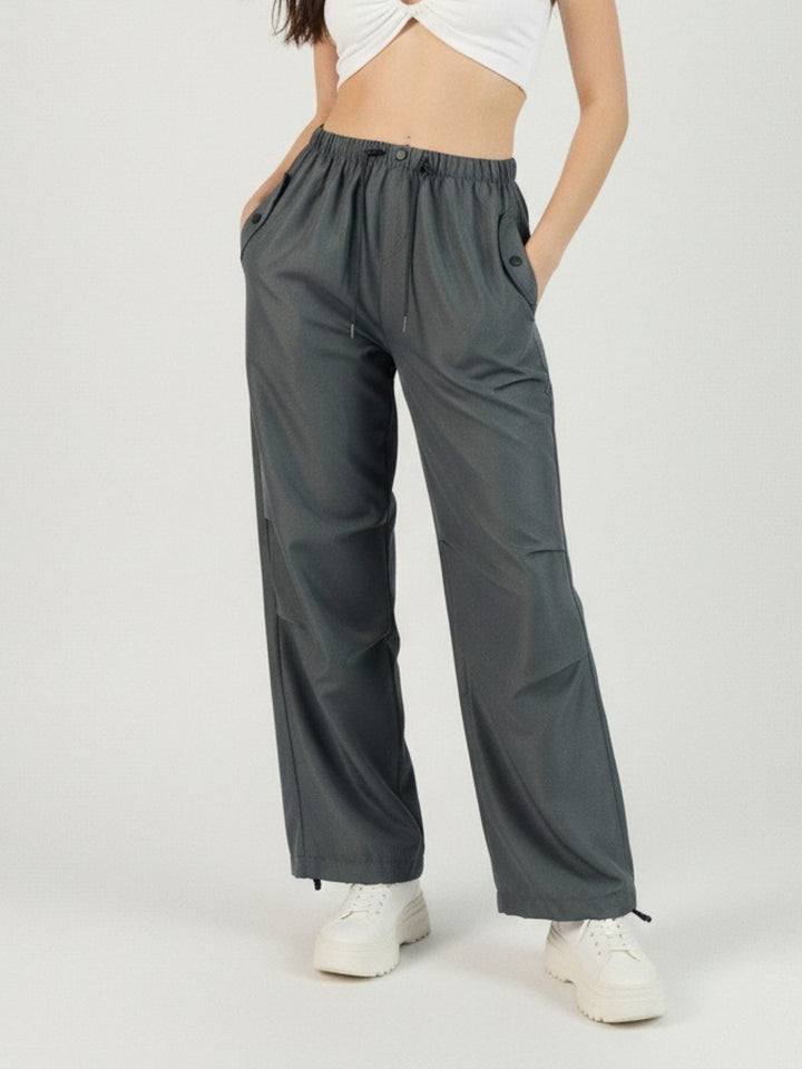 Grey Elasticated Parachute Pants
