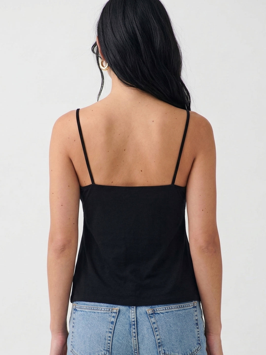 Black Spaghetti Strap Front Knot Top