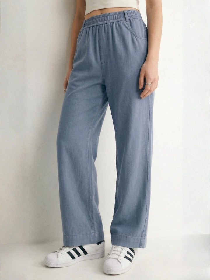 Blue High Waist Wide Leg Pant