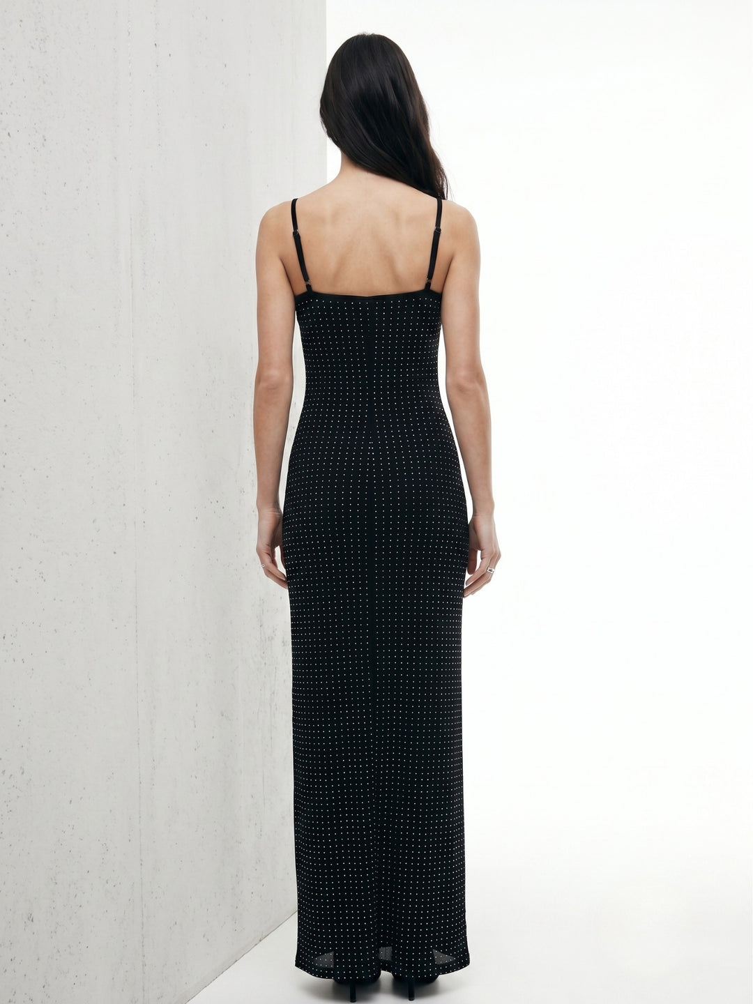 Black Strappy Sequined Bodycon Dress