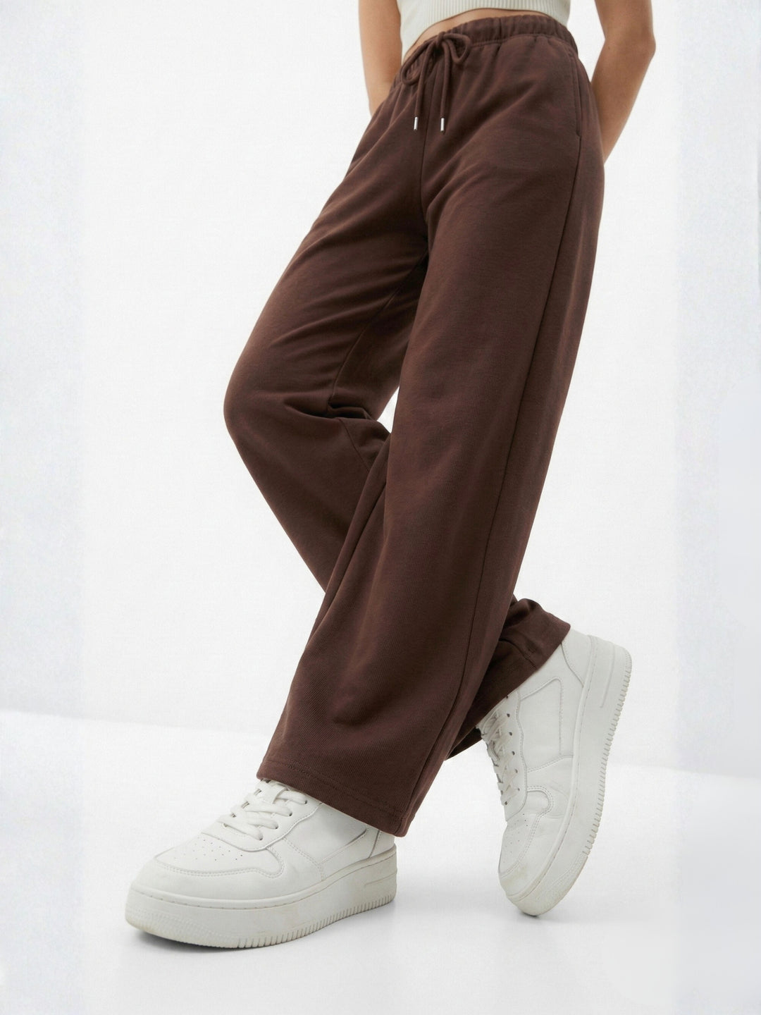 Brown Low Waist Wide Leg Sweatpants